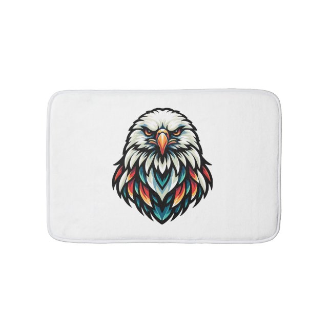 Tapis De Bain Portrait d'aigle Abstrait en teintes vives (Devant)