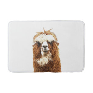 Tapis De Bain Portrait d'animal de ferme d'alpaga