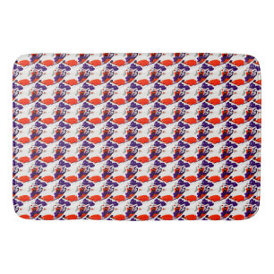 Tapis De Bain Portrait de chat - Art Graphique Gras Orange et Vi