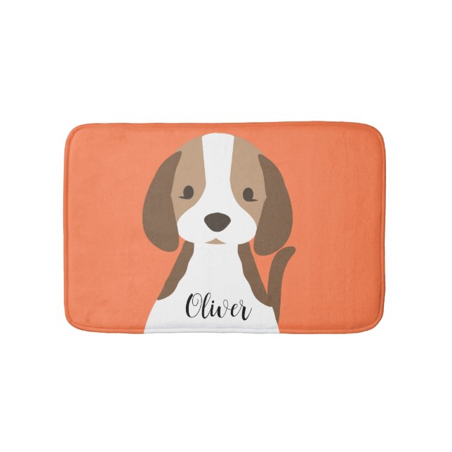 Tapis De Bain Portrait de chien marron et blanc mignon (Devant)
