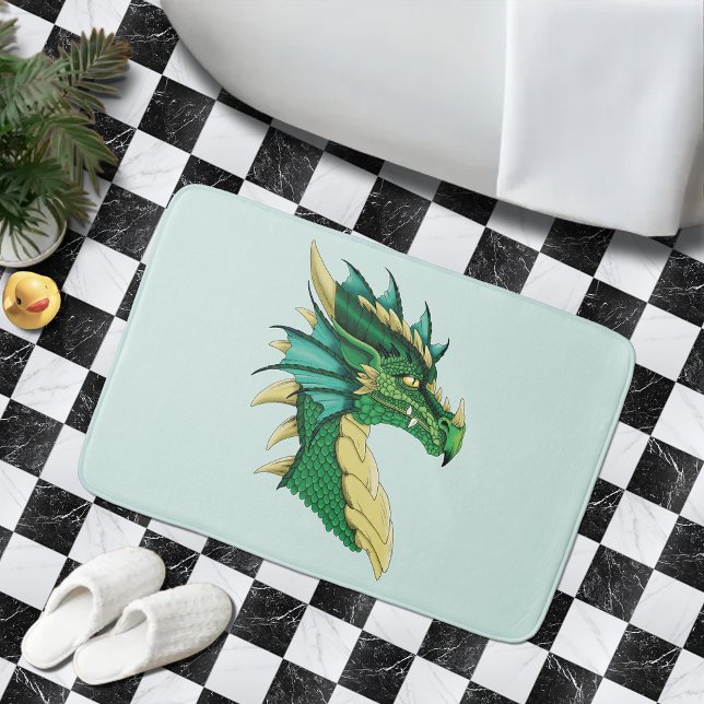 Tapis De Bain Portrait de dragon vert (Créateur téléchargé)