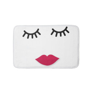 Tapis De Bain Portrait doux de fille de mèche et de lèvre roug