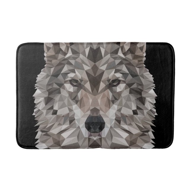 Tapis De Bain Portrait géométrique Wolf Lone (Devant)