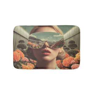 Tapis De Bain Portrait surréaliste avec des lunettes de soleil r