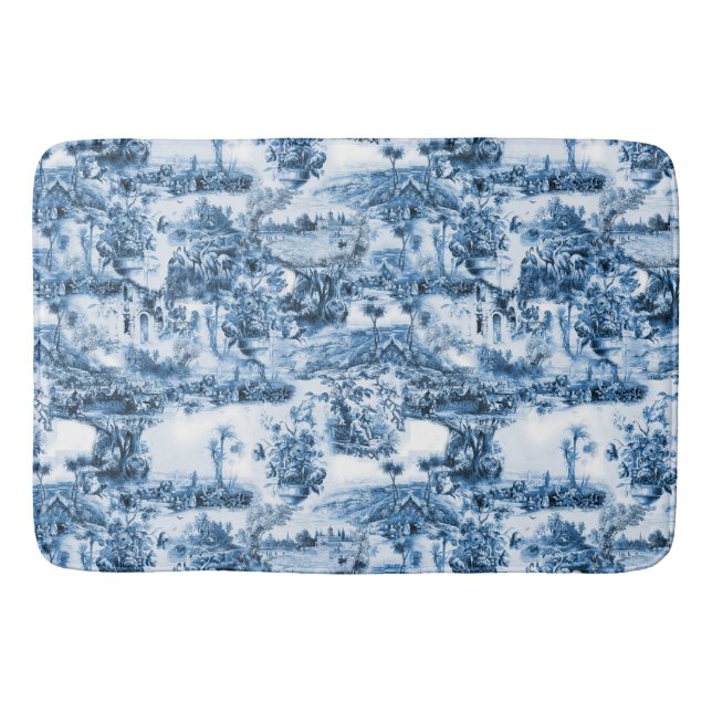Tapis De Bain Portugais bleu tuiles romantique scène motif (Devant)