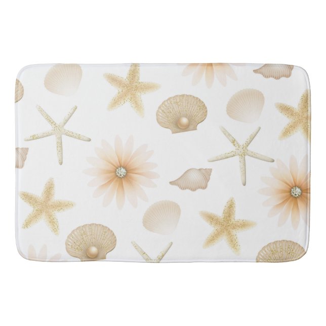 Tapis De Bain Poser Plage Coquillages & Fleurs Glam moderne (Devant)