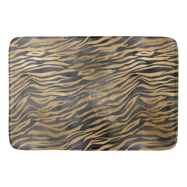 Tapis De Bain Poster de animal d'or Black Glitz (Devant)