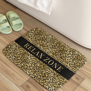 Tapis De Bain Poster de animal Faux Gold Black