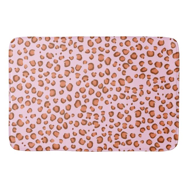 Tapis De Bain Poster de animal Leopard moderne Motif rouge rose (Devant)