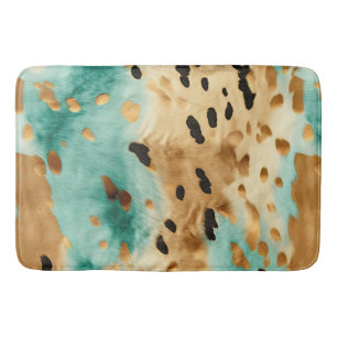 Tapis De Bain Poster de animal noir Turquoise or