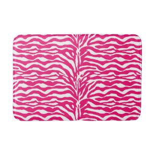Tapis De Bain Poster de animal sauvage, zèbre à Fuchsia rose e