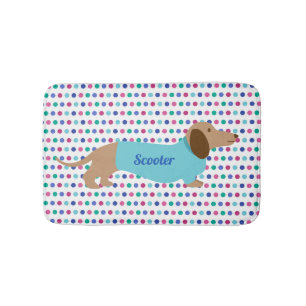 Tapis De Bain Pot Polka coloré Dachshund Bain Mat