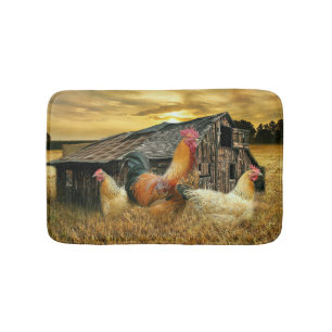 Tapis De Bain Poules de coq Vintage Russe Barn Coop