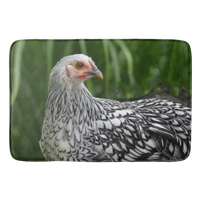Tapis De Bain Poulet de Wyandotte lacé par argent (Devant)