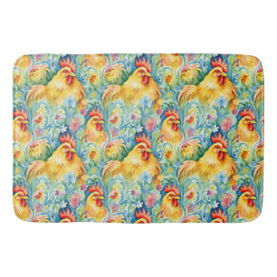 Tapis De Bain Poulets à l'aquarelle mignonne