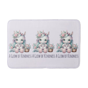 Tapis De Bain Poupée Licorne Kawaii Pastel avec Panier de Fleurs
