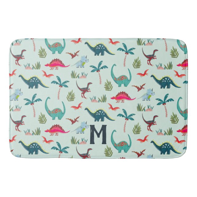 Tapis de bain pour enfants à monogramme de dinosau (Devant)