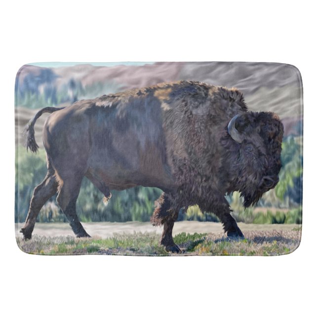 Tapis De Bain Prairie de Bison Américain Rustique Faune  (Devant)
