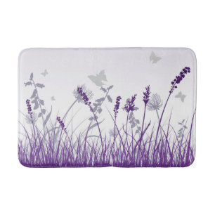Tapis De Bain Pré et papillon pourpres