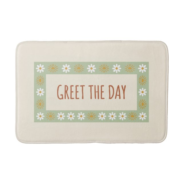 Tapis de bain Premium : 'SALUEZ LE JOUR' Botanique (Devant)