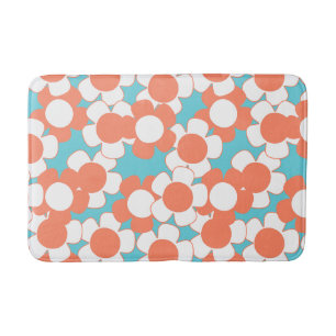 Tapis De Bain Préparatifs Fleur de Daisy – Corail & Turquoise