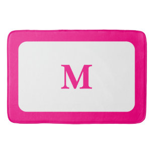 Tapis De Bain Preppy Hot rose Élégant minimal encadré initial