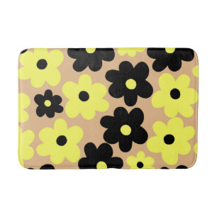 Tapis De Bain Preppy Jaune Floral Motif Fleur simple