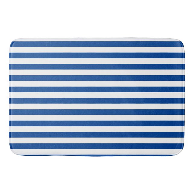 Tapis De Bain Preppy Navy et White Stripes Motif géométrique S (Devant)