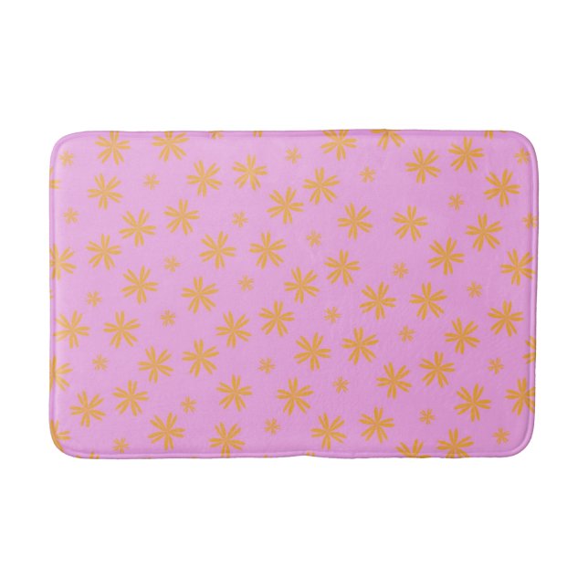 Tapis De Bain Preppy Orange Rose Floral Motif simple Fleur (Devant)