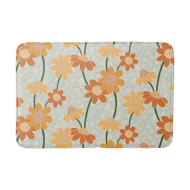 Tapis De Bain Pretty retro muted 1970 s flowers (Devant)