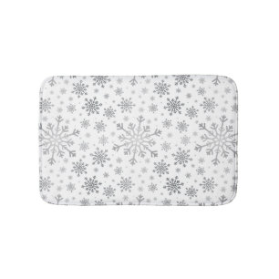 Tapis De Bain Pretty Silver Flammes de neige de Noël en hiver b