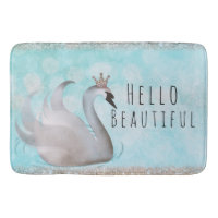 Tapis de bain Princesse cygne pailleté or conte de