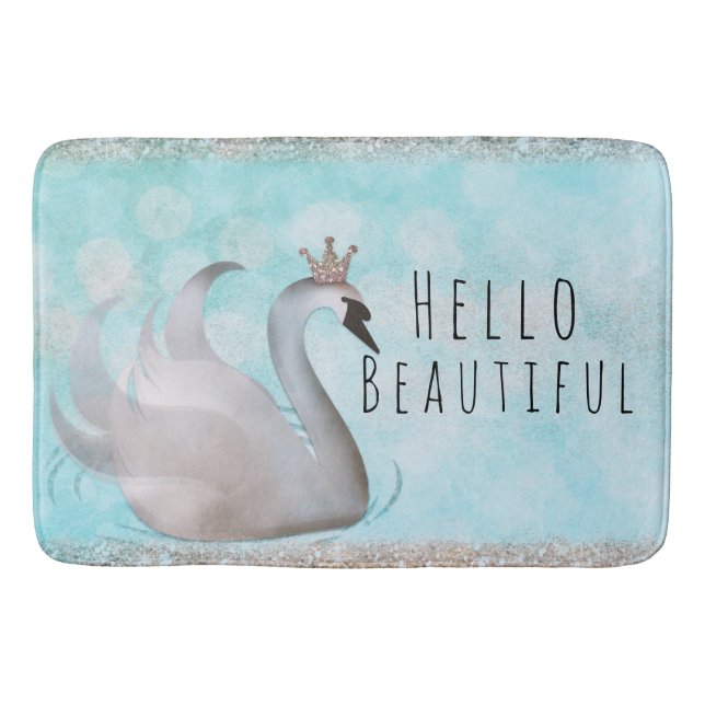 Tapis de bain Princesse cygne pailleté or conte de (Devant)