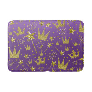 Tapis De Bain Princesse Filles de Paillettes Violet Royal et Or