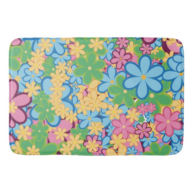 Tapis De Bain Printemps Été 60s Retro Flower (Devant)
