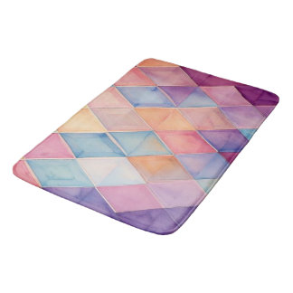 Tapis De Bain Prisme Éthéré : Diamant Arlequin Aquarelle Pastel