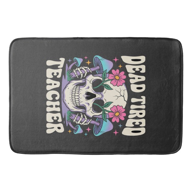 Tapis De Bain Professeur Épuisé Crâne Champignon Halloween Graph (Devant)