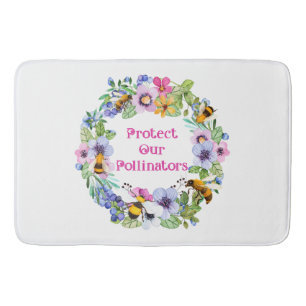 Tapis De Bain Protéger nos pollinisateurs Fleurs d'abeilles