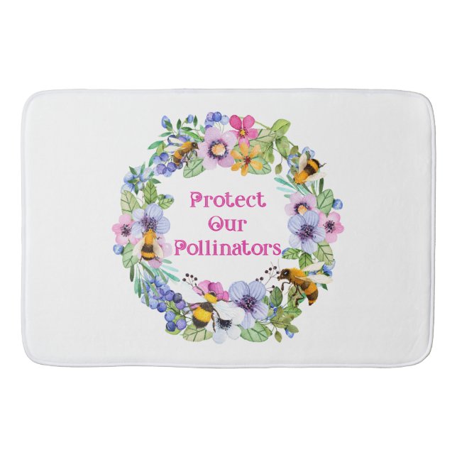 Tapis De Bain Protéger nos pollinisateurs Fleurs d'abeilles (Devant)