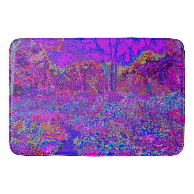 Tapis De Bain Psychédélique Impressionniste Paysage Violet (Devant)