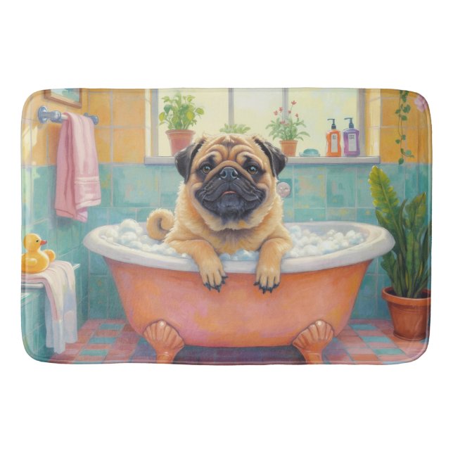 Tapis De Bain Pug Bath Time Cute Bathroom Decor (Devant)
