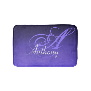 Tapis De Bain Purple Blue Black Rustic Nom Abstrait Monogramme