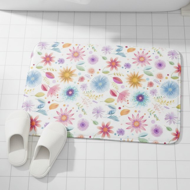 Tapis De Bain Purple Blue Pink Boho Wildflower (Créateur téléchargé)