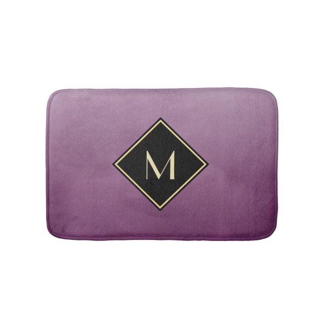 Tapis De Bain Purple Brossé Élégant Avec Monogramme Or Simple (Devant)