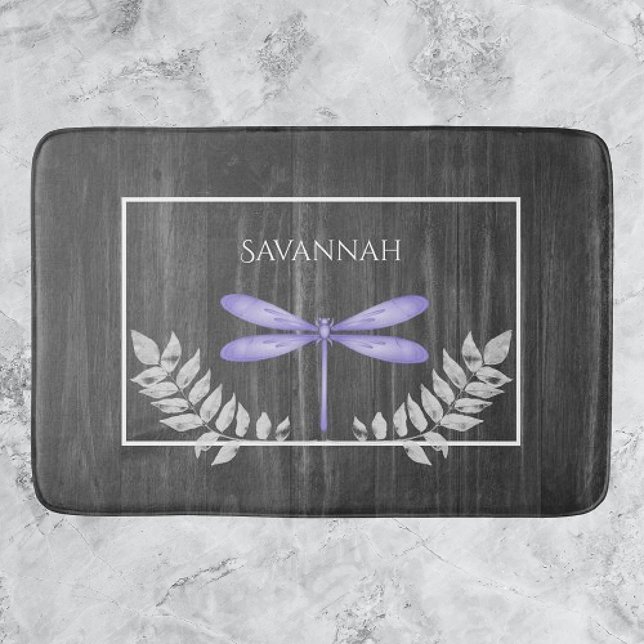 Tapis De Bain Purple Dragonfly Russe Personnalisé Bain Mat (Purple Dragonfly Rustic Personalized Bath Mat)