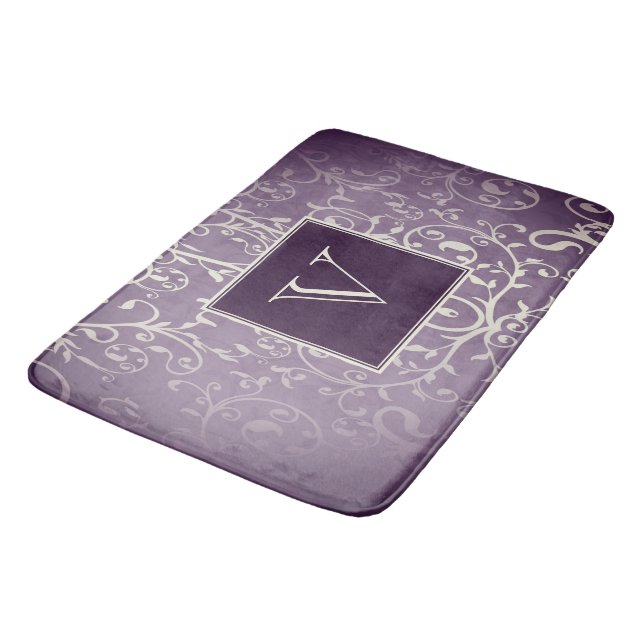 Tapis De Bain Purple Élégant Parfum de bain Monogramme (Angle)