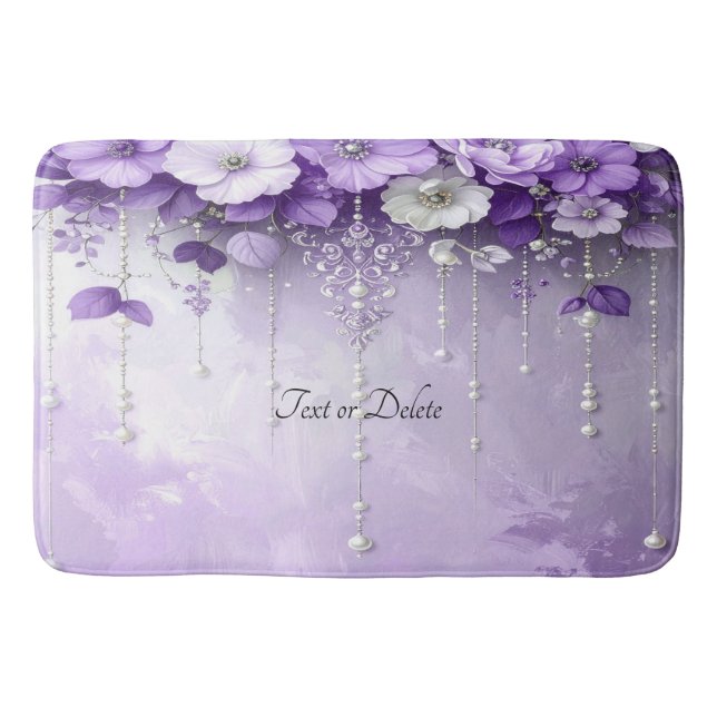 Tapis De Bain Purple Flowers with Dangling Pearls Bath Mat (Devant)