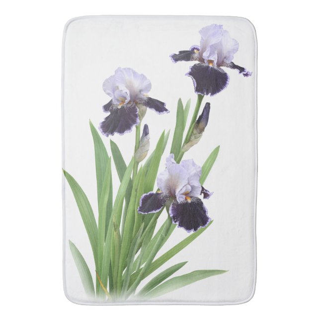 Tapis De Bain Purple Iris Flowers Botanical Art (devant Vertical)