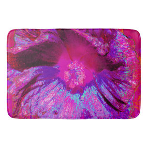 Tapis De Bain Purple psychédélique et fleur de Magenta Hibiscus