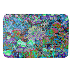 Tapis De Bain Purple psychédélique et fleurs de jardin vert citr